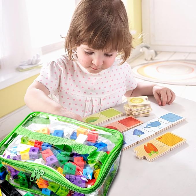 12 Packs Toy Storage Bags with Zipper PVC Waterproof Toy Bags Plastic Storage Organizer Clear Organizing for Board Games Building Blocks Puzzles Small Kids Books Classroom(Black) - Image 6