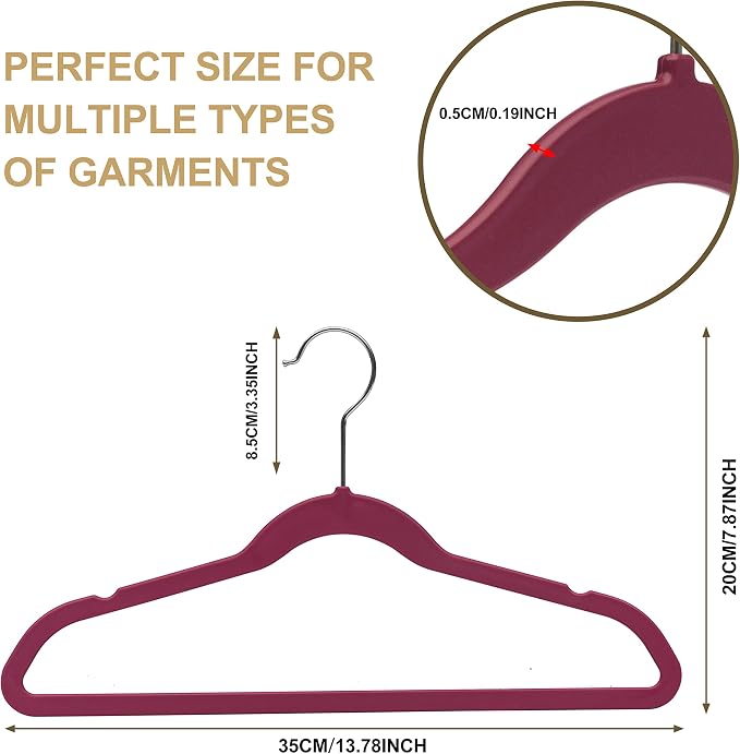 Quality Children's Plastic Non Velvet Non-Flocked Thin Compact Hangers Swivel Hook for Shirts Blouse Coats (Raspberry, 240) - Image 6
