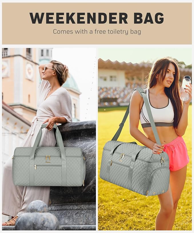 Weekender Bags for Women, Wide Open Large Travel Duffle Bag with Shoe Compartment, Overnight Hospital Bag For Women Labor Delivery, Carry on Bag Personal Item Travel Bag with Wet Pocket (Dark Green) - Image 7