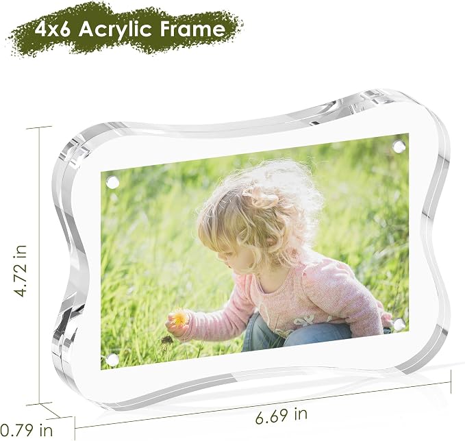 4x6 Acrylic Picture Frame 3 Pack, 10+10mm Thick, Double-Sided Transparent Magnetic Frameless Photo Frame, Desktop Freestanding Display for Office or Home, a Practical Gift Item - Image 3