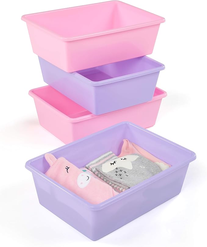 Humble Crew Plastic Storage Bins for Kids, Large Removable Toy Organizer | BPA-free, lightweight, fits cubbies and bookshelves, compatible with most toddler shelving for playroom, bedroom, or nursery - Image 2