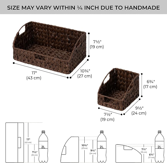 GRANNY SAYS Wicker Baskets for Organizing, Waterproof Basket for Shelves | Wicker Storage Baskets for Pantry, Open Front Basket for Shelves, Kitchen Storage Baskets, Decorative Basket for Home Decor - Image 2
