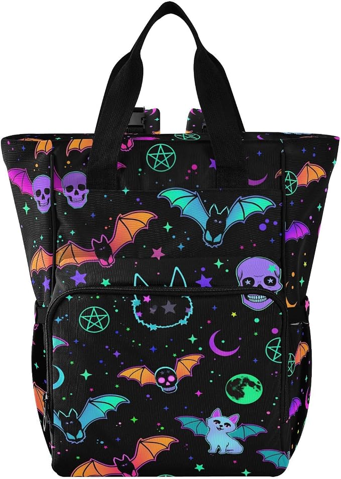 MNSRUU Diaper Bag Magic Skulls Bat and Animal Diaper Bag Backpack Multifunction Travel Diaper Bag Tote Large Capacity Diaper Changing Backpacks for Moms Dads by MNSRUU