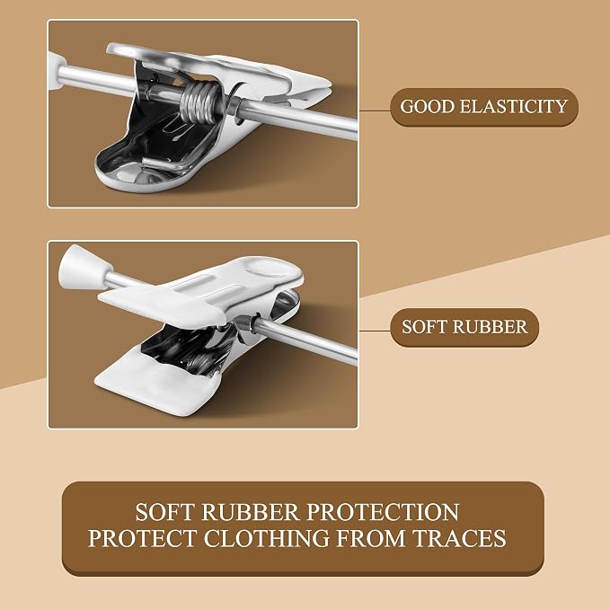Pants Hangers with Clips Skirt Hangers 14 Inch 10 Pack, White | Non-Slip,Adjustable metal clips,Space-Saving,Heavy duty, for pants/skirt/dress/trousers/jeans/shorts/Clothes,Women,men - Image 5