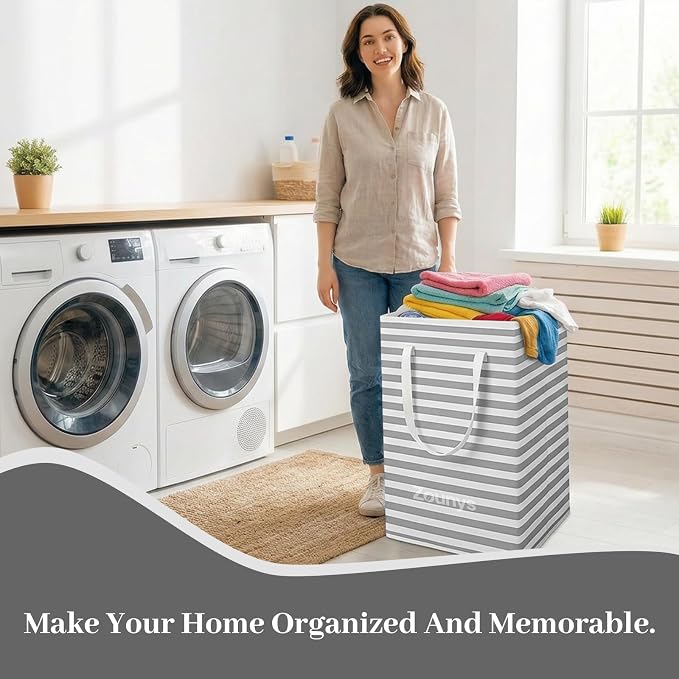 6Pack Waterproof Large Laundry Hamper Collapsible Laundry Baskets, Freestanding Laundry Hampers Dirty Clothes Hamper with Reinforced Handles in Laundry Room, Bathroom, Bedroom (75Lx6, White) - Image 7