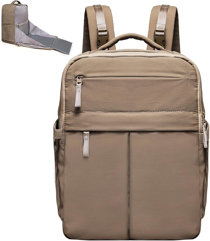 Diaper Bag with Changing Station Large Diaper Backpack Baby Bag | 15 Pocket,Changing Pad,2 Insulated Pockets,Stroller Straps,Lightweight Waterproof Laptop Yoga Backpack,Brown by ILCOLPO