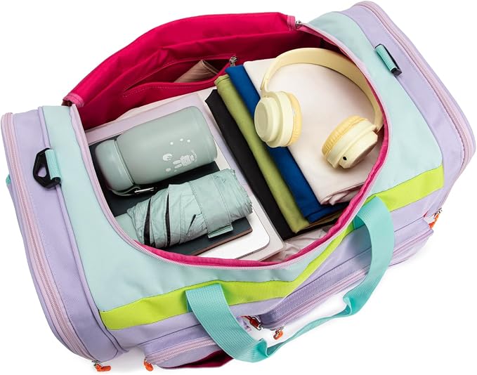 Large Kids Duffle Bag for Travel, Overnight or Weekend, L Green | Roomy Size: 22.0"L x 12.0" H x 12.0"W, Made of Thick Polyester Fabric - Image 4