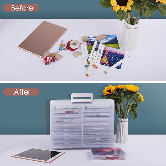 Photo Storage Box 5" x 7", Extra Large Photo Storage Container | 18 Inner Cases, Clear Picture Box with Handle, Seeds Organizer for Pictures, Arts, Crafts, Sewing, Stickers, Office Supplies - Image 7