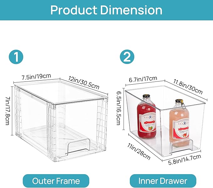 Vtopmart 8 Pack Stackable Clear Pantry Storage Drawers, Large - Image 2