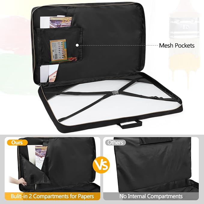 Damero Art Portfolio Case 24 x 36, with Shoulder Strap and Luggage Sleeve | Art Portfolio Bag Case with Reinforced Corners, Artwork Carrying Tote Bag for 4k 8k Sketching and Drawing Painting Supply - Image 4