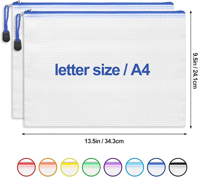 EOOUT 24pcs Mesh Zipper Pouch Bags, for Organizing Storage, Waterproof Zipper Pouches, Letter Size, File Bags for Toys, Puzzle, Board Games - Image 2