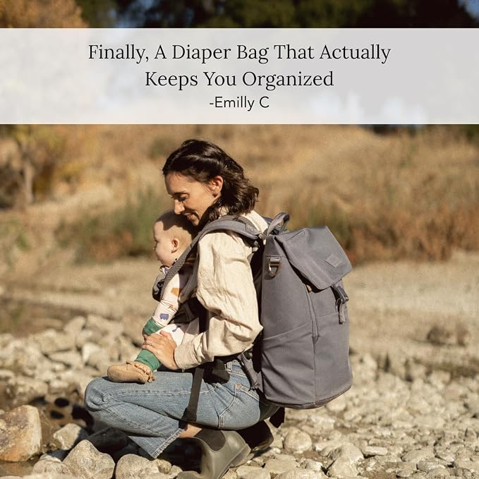 Huhu Diaper Bag Backpack – Large Baby Bag for Moms & Dads – Water-Resistant, Unisex Travel Kit for New Parents – Includes Changing Pad and 2 Organizer Pouches (Dusky Blue) - Image 8