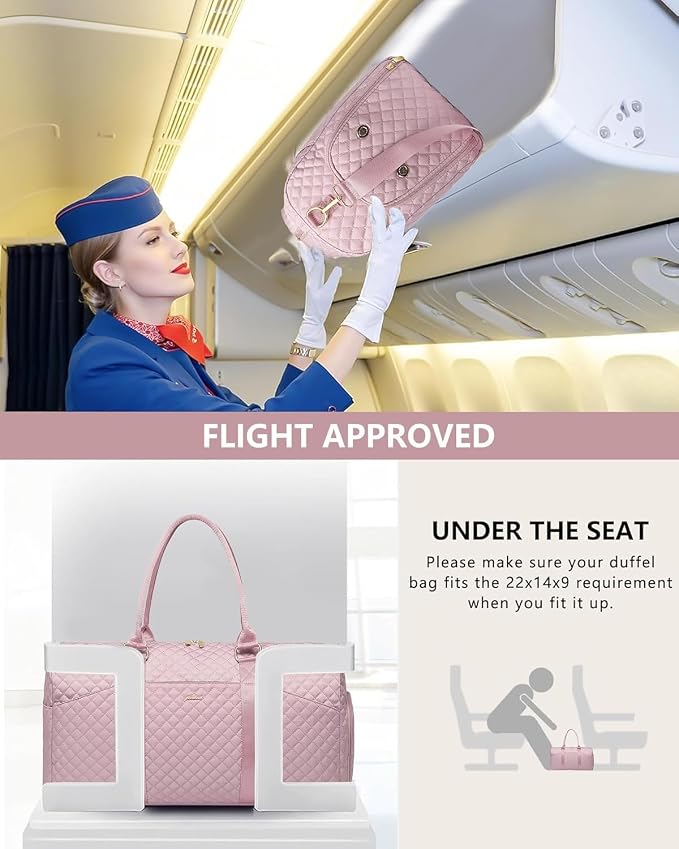 Women Weekender Travel Duffle Bag: Travel Duffel Overnight Bags with Shoe Compartment Large Carry on Tote with Toiletry Bag Weekend Traveling Yoga Gym Hospital Bag for Women with Wet Pocket Pink - Image 5