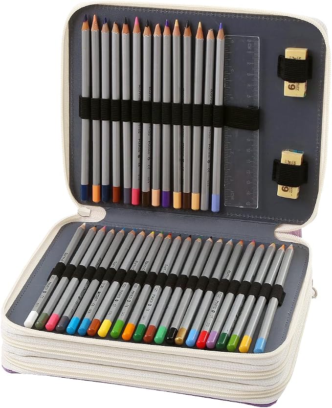 120 Slots Colored Pencil Case Organizer, 3 Layer Bag | Twill Oxford fabric, 127 elastic loops, detachable handle, for travel, home storage, drawing tools, creative gifts - Image 3