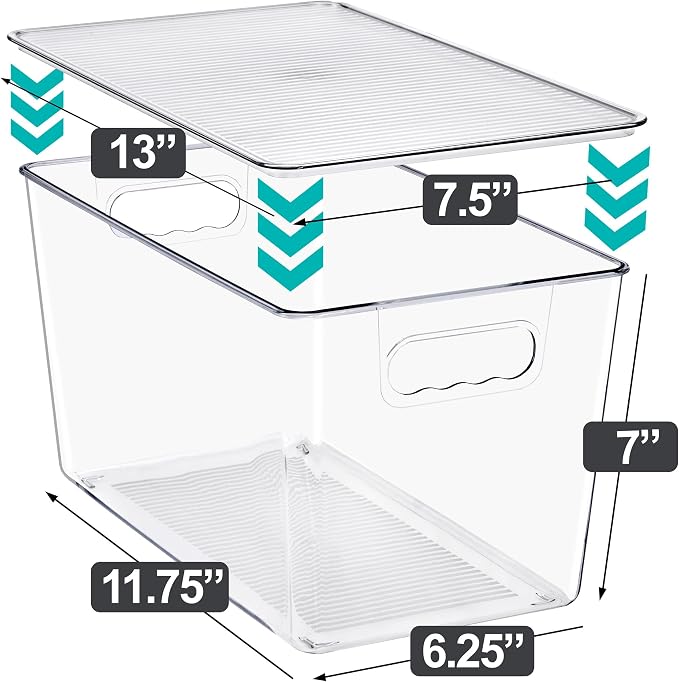 Clear Storage Bins with Lids, 8 Pack X-Large Stackable Clear Bins, Clear Storage Containers with Lids, Plastic Organizer Boxes for Pantry Storage, Kitchen Cabinets, Closet Organization, Bathroom - Image 5