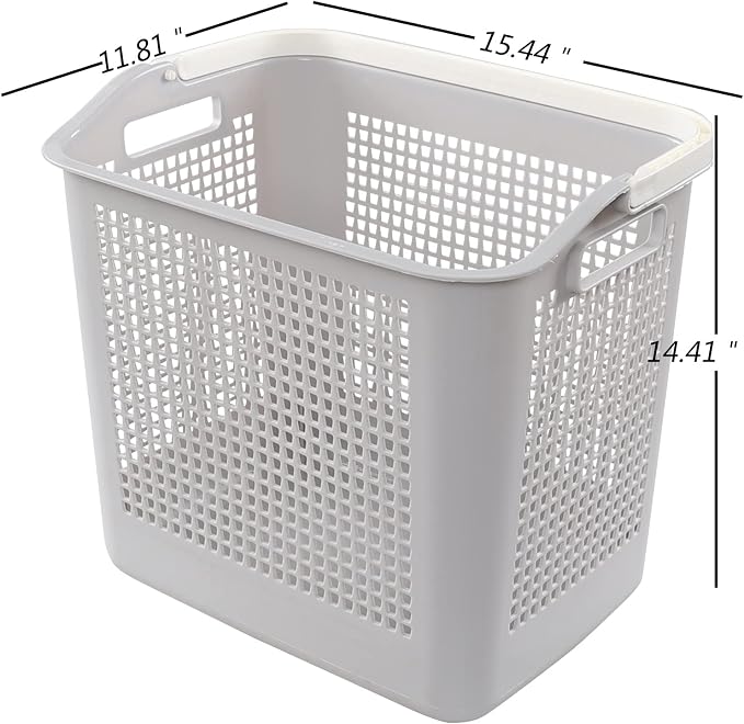 Asking 4-Pack 35 L Plastic Laundry Baskets, Gray Clothes Basket with Handle | Double Carry Handles, Sturdy Plastic, Perfect for Laundry, Towel, Toy Organizing - Image 2