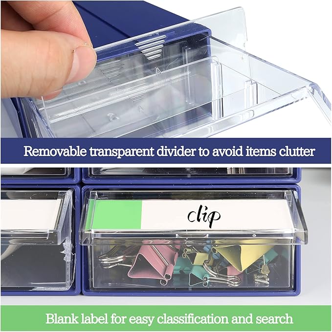9pcs Sewing Craft Storage Box Hardware Craft Drawer Storage Cabinet Plastic Stacking Shelf With Divider Tag Cards Multifunctional Rack For Home Office Small Items (9, Blue) - Image 4
