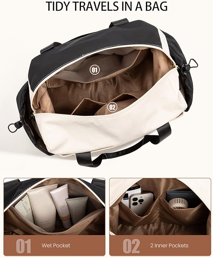 LOVEVOOK Travel Duffel Bag, Weekender Bags for Women, Large Overnight Bags with Shoe Compartment, 47L Carry on Gym Hospital Bag with Wet Pocket, 2 Pcs - Image 5