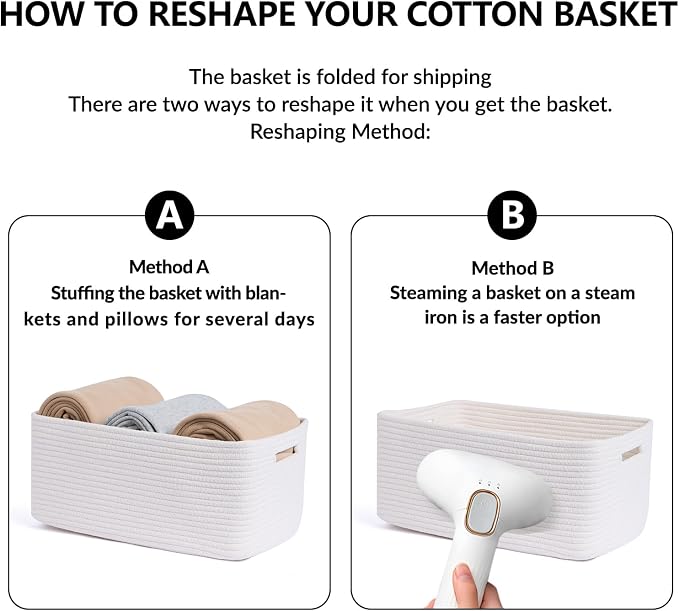 MiniArk Large Storage Baskets for Shelves, 17 x 13 x 7.5” Closet Organizers Bins for Clothes Blanket Towels, Baby Nursery, Toy Baskets Box, Woven Rope Baskets, 2 Packs Off White - Image 7