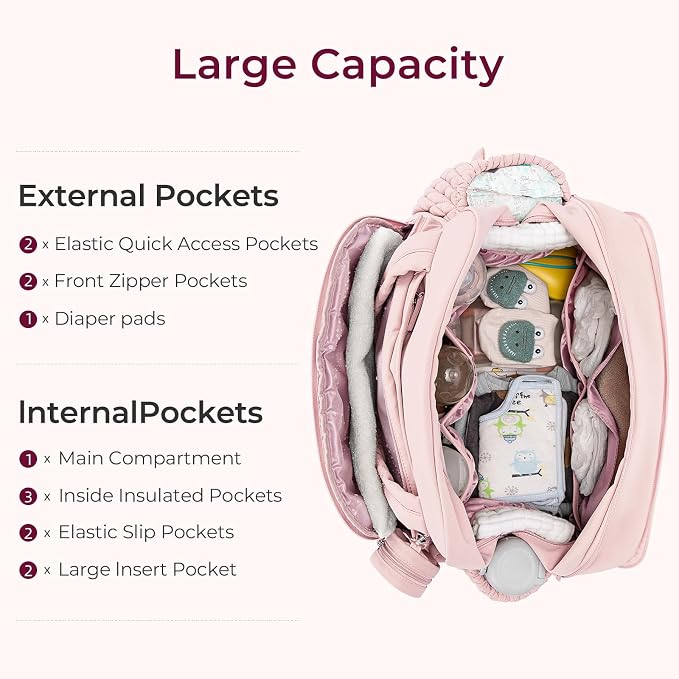 Telena Tote Diaper Bags, Travel Crossbody Large Capacity Hospital Bag for Women Labor Delivery with Pacifier Case - Image 4