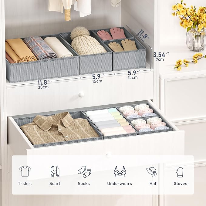 DIMJ Drawer Organizer Clothes- 26 Pack Baby Dresser Organizer for Nursery, Small Fabric Closet Drawer Organizer Bins for Underwears Socks, Foldable Storage Dividers Organization for Bedroom - Image 2