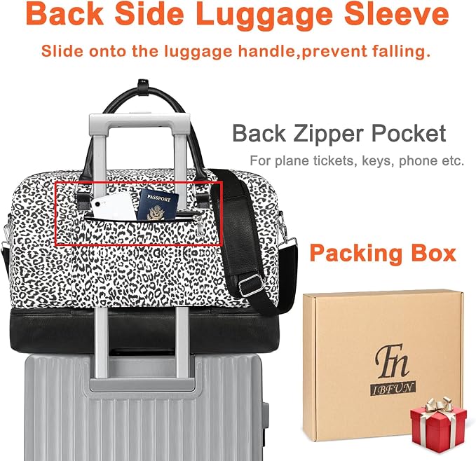 Weekender Bags for Women, 21" Weekender Travel Bag, Travel Duffle Bag with Shoe Compartment Carry on Overnight Duffel Bag for Weekend Travel Business Trip, 3PCS | 3PCS Carry On Overnight Large Duffel Bag with Crossbody Bag and Toiletry Bag for Weekend ... - Image 5
