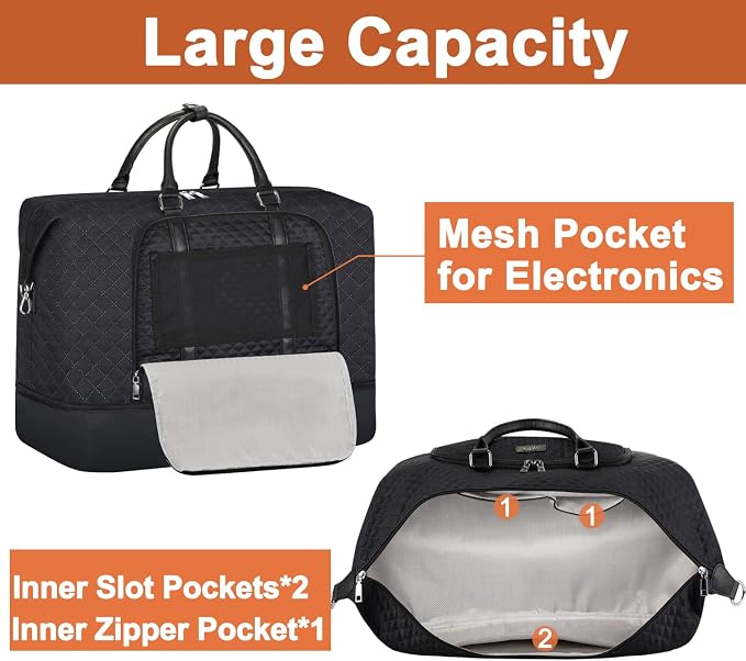 TIBES Travel Weekender Bag for Women, Overnight Bag with Shoe Compartment | 3PCS Large Travel Duffel Bag for Gym, Travel, Hospital, Business Trip, Carry On Tote, Wet & Dry Separation, Water Resistant - Image 4