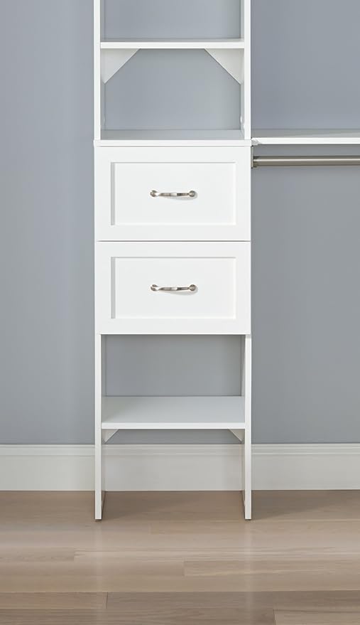 ClosetMaid SuiteSymphony Closet Organizer with Shelves and 2 Drawers, 16-Inch-Pure White - Image 3
