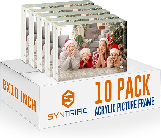 SYNTRIFIC 10 PACK Magnetic Picture Frame,8X10 Acrylic Frame Double Sided Picture Frame,20mm Thickness Magnetic Premium Acrylic Picture Frames Gifts Ideal by SYNTRIFIC