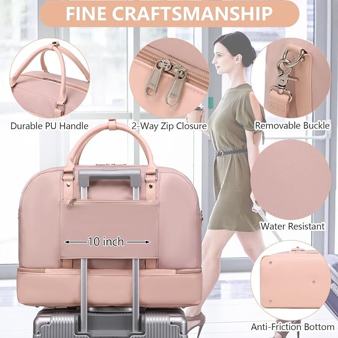 4PCS Weekender Bags for Women Large Overnight Weekend Travel Duffel Bags | Travel Bag Carry-on Tote Hospital Bag with Shoe Compartment Crossbody Toiletry Bag for Travel Business Gym Water Resistant - Image 5