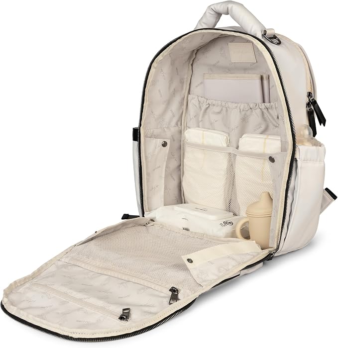 JuJuBe x Witney Carson - New Classic Diaper Bag Backpack with Portable Changing Pad, Stroller Straps, Large Travel Backpack, Carrying Baby Bottles, Wipes, Diapers, Cloud, Mothers Day Gift - Image 4