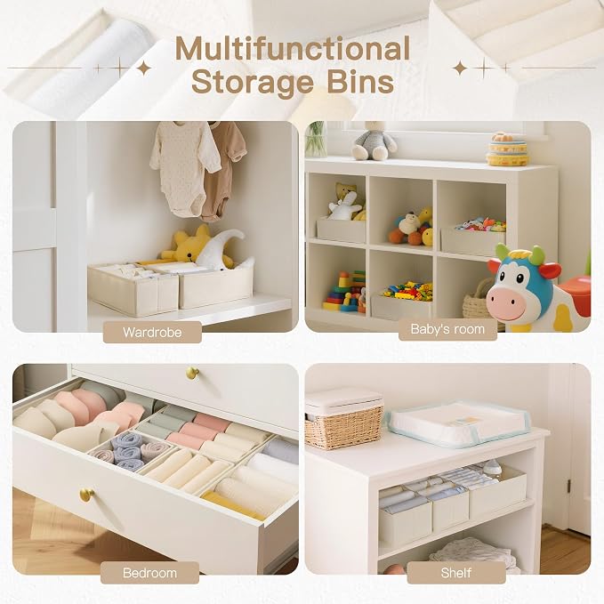 Drawer Organizer Clothes, 24 Pack Dresser Organizer for Baby Clothes, Underwear, Sock- Foldable Closet Organization and Storage Dividers Bins for Nursery, Bedroom and Dorm (Beige) - Image 6