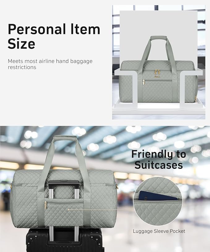Weekender Bags for Women, Wide Open Large Travel Duffle Bag with Shoe Compartment, Overnight Hospital Bag For Women Labor Delivery, Carry on Bag Personal Item Travel Bag with Wet Pocket (Dark Green) - Image 6
