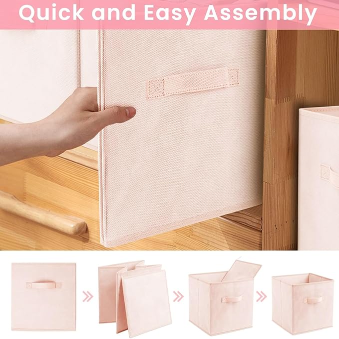 Storage Cubes - 13 Inch Heavy Duty Fabric Storage Bins for Shelves Closet Cube Organizer - 8 Pack Collapsible Cube Storage Bins Baskets for Clothes Blankets Toys - Nursery Organization - Image 6