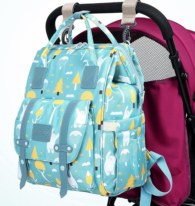 Large Capacity Baby Diaper Bag Backpack Waterproof Travel Nappy Diaper Bags Cute for Girls Boys (Swing Bear) - Image 7