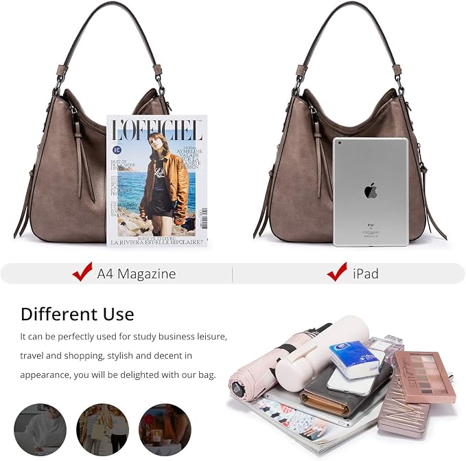 Hobo Crossbody Bag for Women, Designer Shoulder Purse Handbags - Image 4