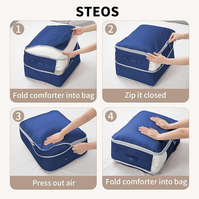 DIMJ Comforter Storage Bag 6 Pack - Blanket Storage Organizer Compression Bags, Large Capacity Ultra Space Saving Self Compression Organize for Bedding, Pillow, Duvet, Sheet Storage with Zipper Window - Image 5