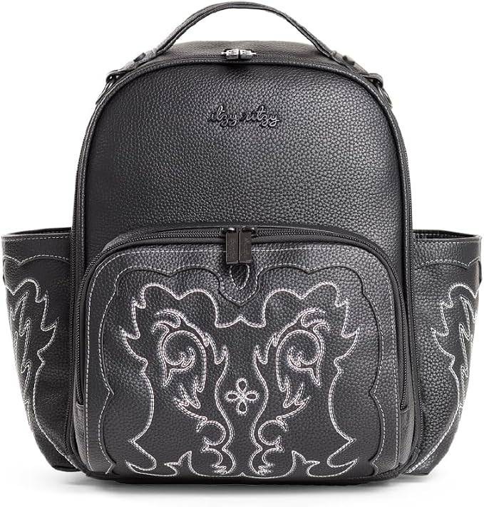 Itzy Ritzy Mini Diaper Bag Backpack - 10 Pockets w/Changing Pad (Outlaw) | Chic Mini Plus Diaper Bag with 2 Insulated Bottle Pockets, Key Lanyard, Wipeable Changing Pad, Grab-Top Handle & Rubber Feet by Unknown