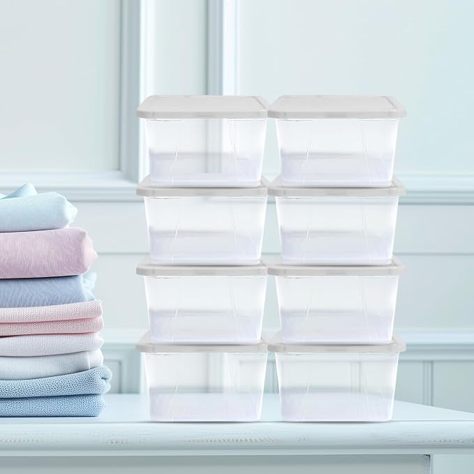 HOMZ Clear Plastic Storage Bins w/Snaplock Lids, 6 Qt, White, 10 Pack | Stackable Container Set for Home, Office Shelves, Kitchen, Garage, and Bathroom Organization - Image 9