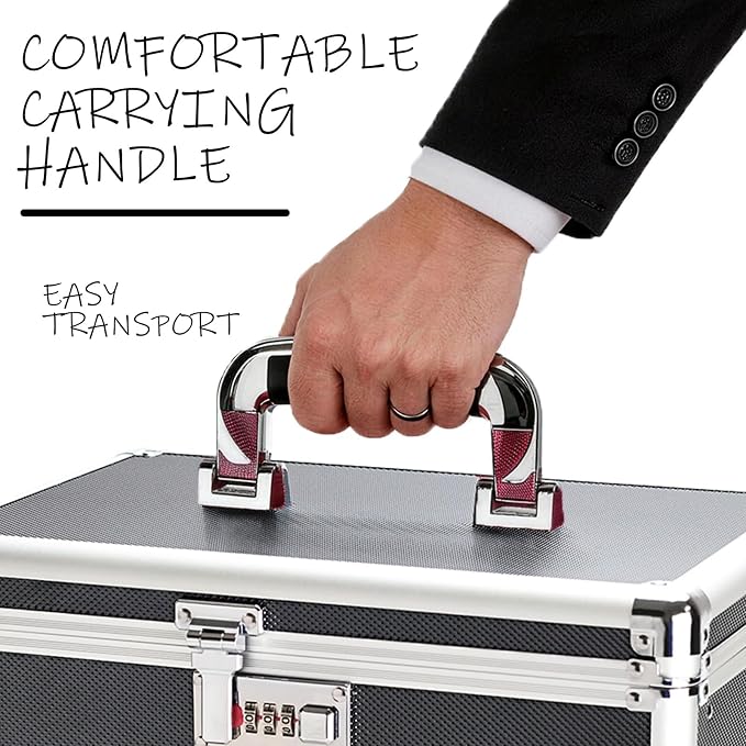 Hanging File Box for Letter, All-in-one set with 10 Folders | Portable Locking Filing Storage Box with Handle & Shoulder strap, Lockable File Cabinet Documents Safe, Lockbox Doc Organizer - Image 6