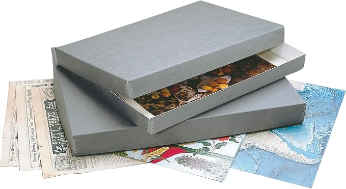 Lineco, Archival Newspaper Preservation Storage Box, 22''x15''x2'', Gray | Drop Front Design with Metal Edge, Acid-Free File Organizer, Preserve Photos, Documents, Scrapbook, Magazines, Negatives - Image 5