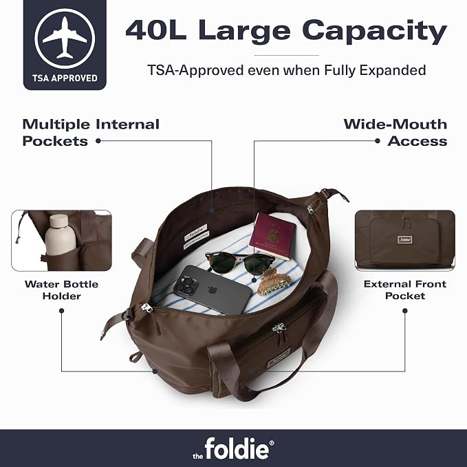 The Foldie Foldable Travel Bag for Women - 40L Weekender Bag with Multiple Pockets - Carry On Expendable Travel Bag - Image 3