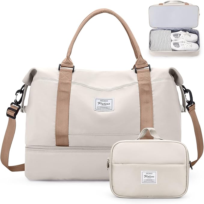 Weekender Bags for Women, Personal Item Travel Bag with Shoes Compartment | Overnight Travel Duffel Bag with Toiletry Bag, Airplane Friendly Carry-On Bag by SYCNB