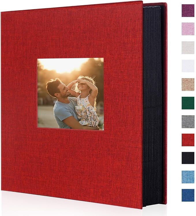 Photo Album 6x4 400 Pockets Slip in Large Capacity Album for Family Wedding Anniversary Linen Album Book Holds 400 Vertical 10x15cm Photos(400 Pockets, Red) by Miaikoe