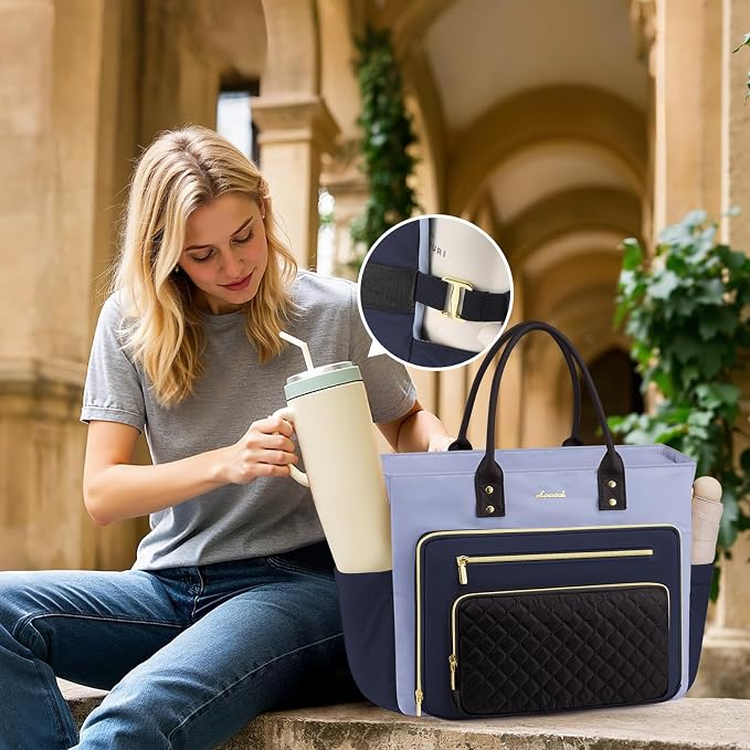 LOVEVOOK Teacher Tote Bag for Women Work, Laptop Bag With Large Cup Holder, Nurse Bags Professional Computer Briefcase, Business Large Purses Handbag, Mother Gift, 15.6 Inch - Image 2