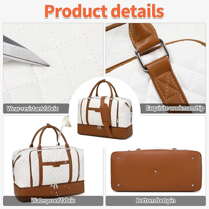 Weekender Bag, Large Travel Duffel Bag for Women, Carry on Overnight Bag with Shoe Compartment and Toiletry Bags - Image 4
