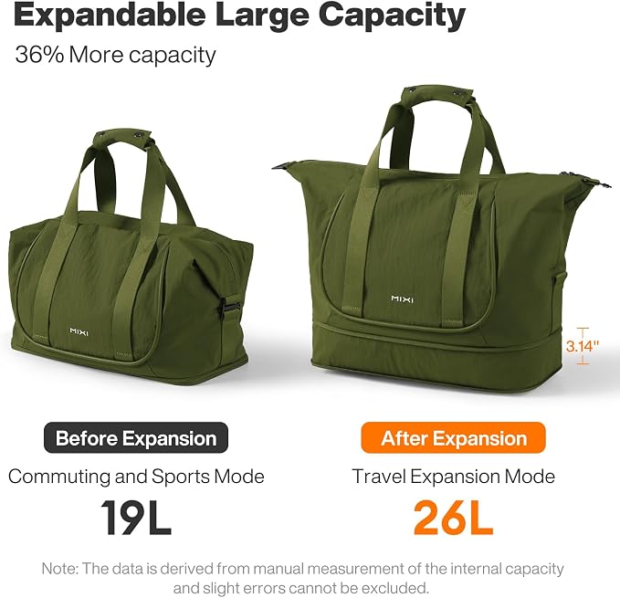 mixi Travel Tote Bag for Women Large Expandable Travel Bag Waterproof Lightweight Carry On Personal Item Handbag - Image 4