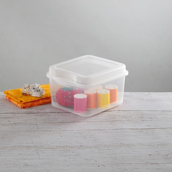 Sterilite 18038612 Small Flip Top Storage Box (24) | Bin with Hinged Lid, Stackable Multipurpose Organizer for Art & Craft Supplies, Accessories, Photos & CDs, Home or Office Use - Image 5
