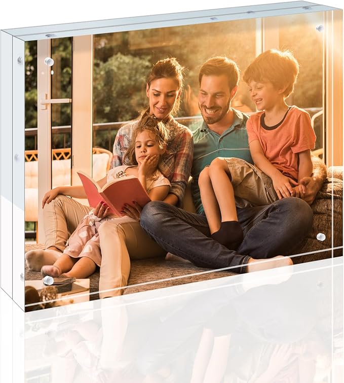 Egofine 8x10 Acrylic Frames 2 Pack, 20mm Thicker Frameless Clear Picture Frames, Double Sided Magnetic Picture Frames, Free Standing Desktop Display by Egofine