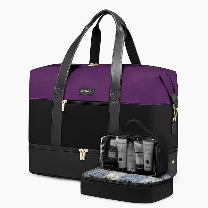 LOVEVOOK Weekender Bag for Women, Large Duffle Bag for Travel with 2 Packing Cubes, Carry on Overnight Bag with Shoe Compartment, Mom Hospital Bags for Labor and Delivery by LOVEVOOK